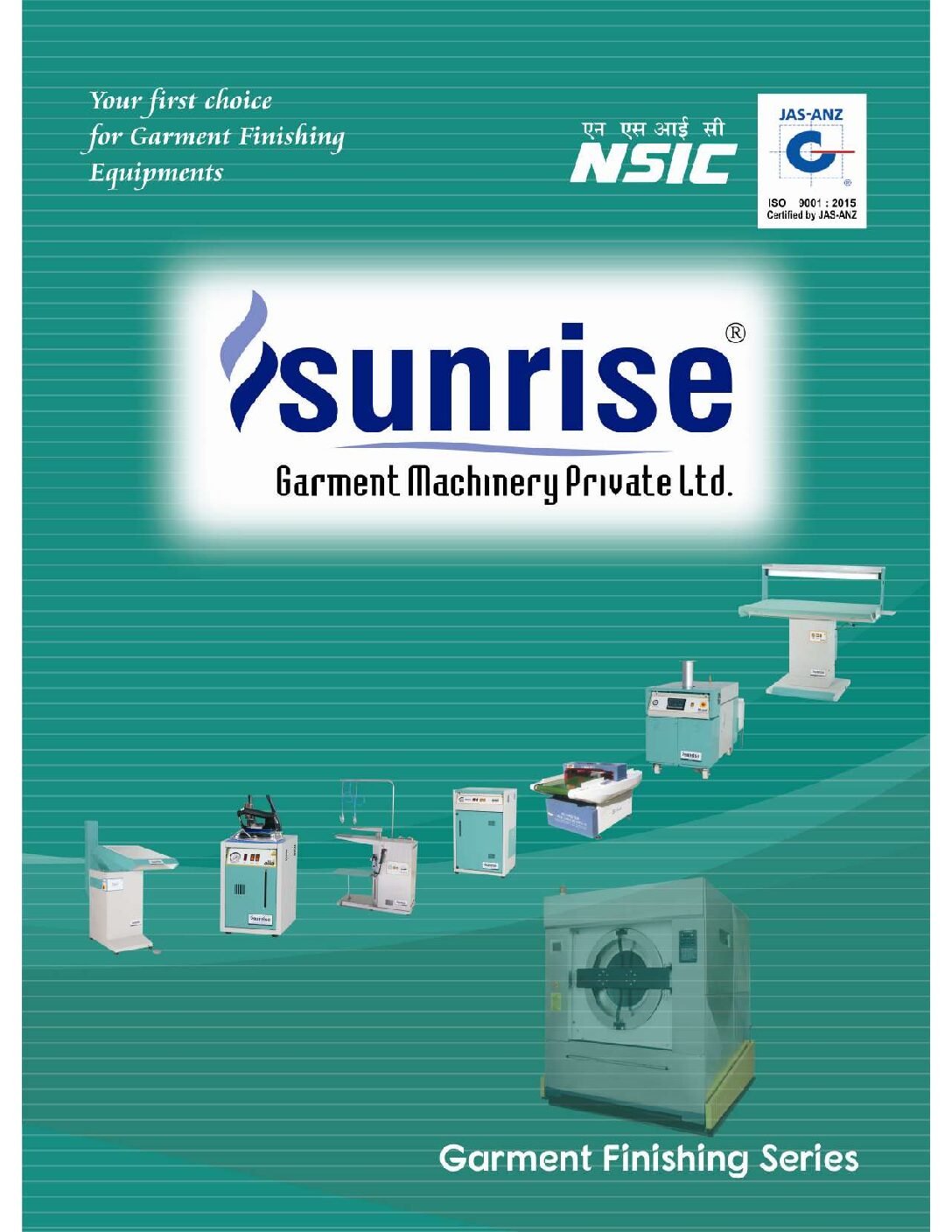 Sunrise · Garment Finishing Equipment catalogue cover