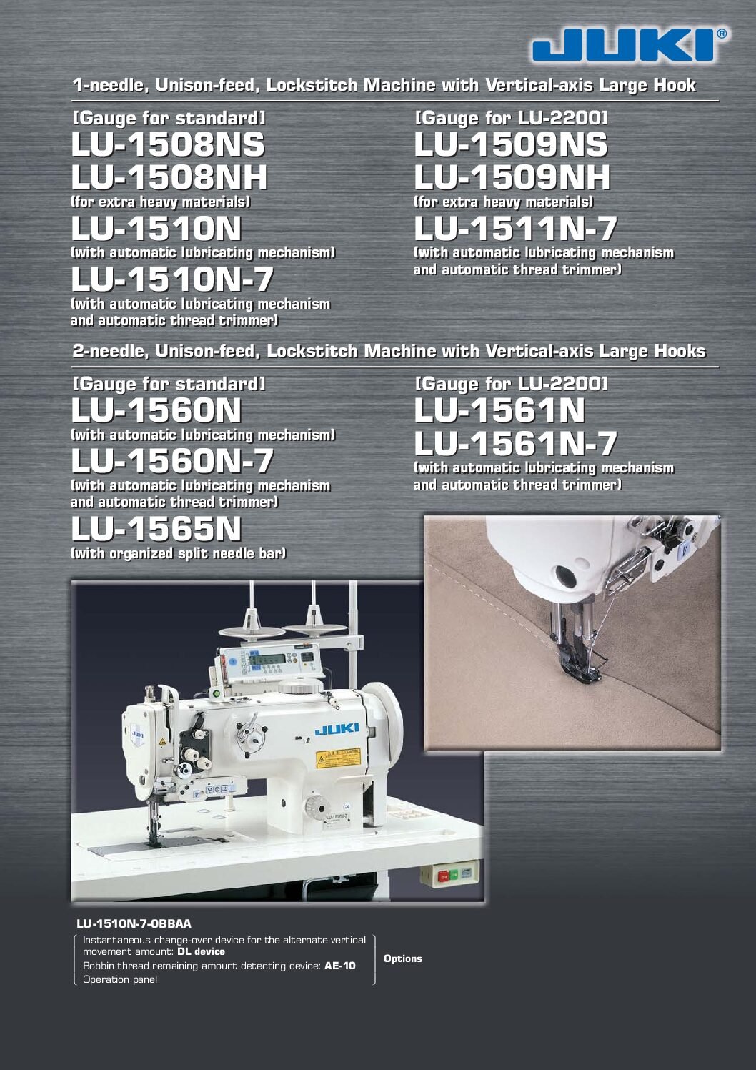 JUKI LU-1500N · Unison-Feed Lockstitch catalogue cover